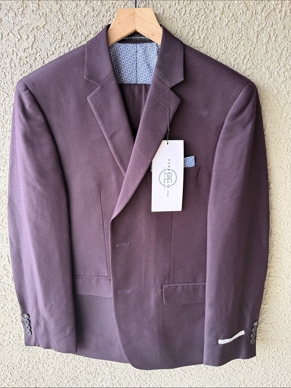 Perry Ellis Deep Plum Single-Breasted Sport Coat